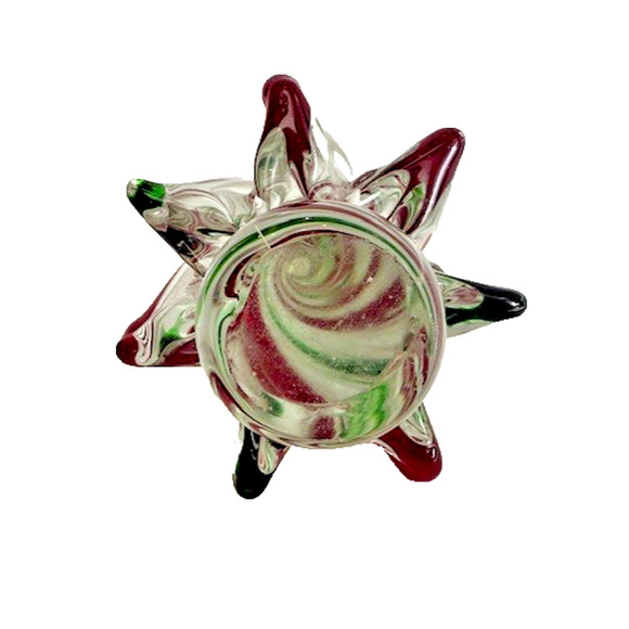 Blown Art Glass Christmas Tree ~ Clear Red & Green Swirl Twisted ~ 8” New - Picture 7 of 14